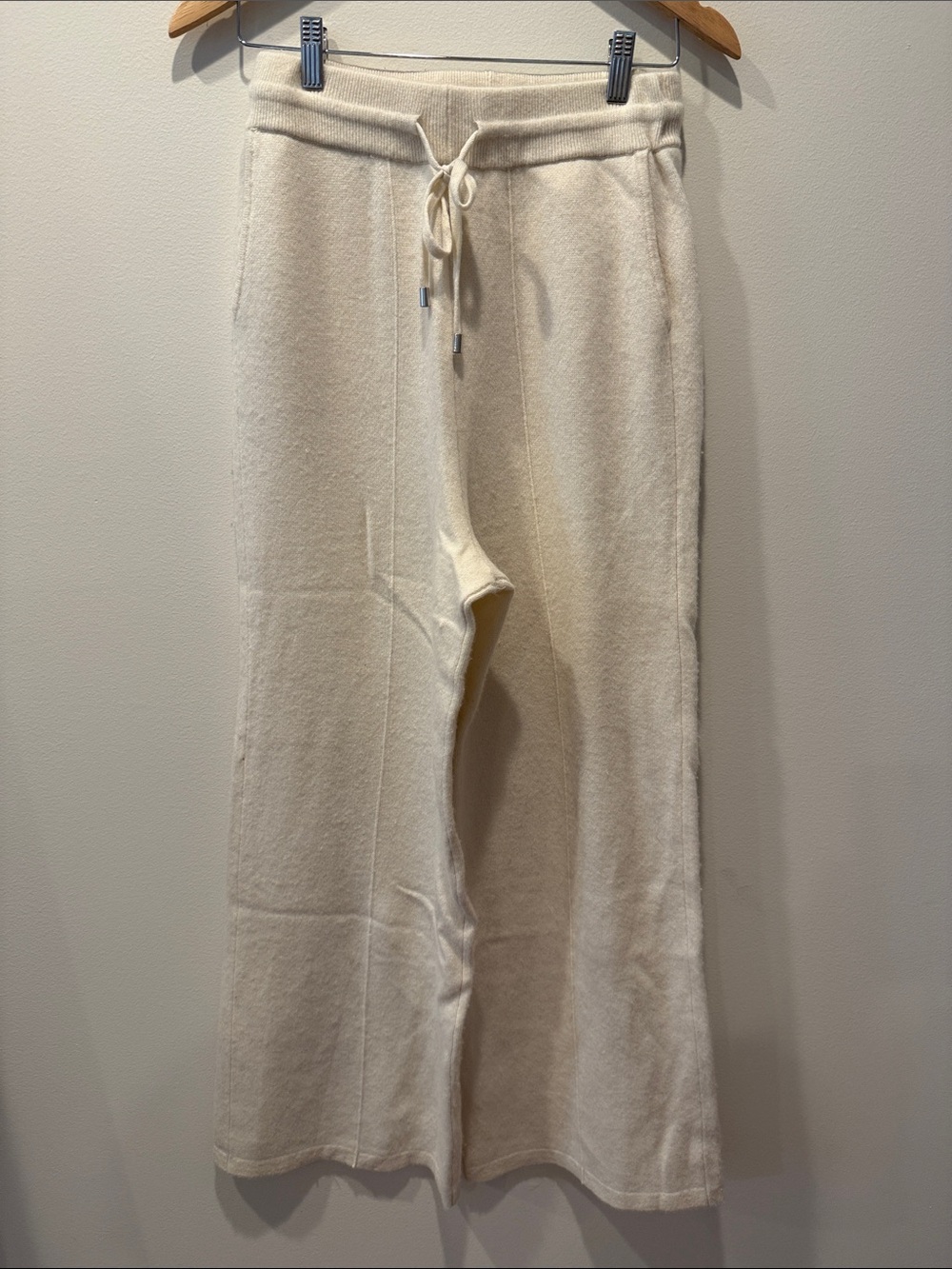 LILYSILK Cashmere Wide Leg Casual Pants Cream Size Small